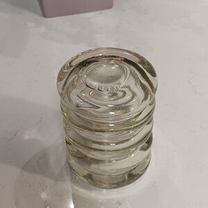 Vintage Clear Insulator Jar with Embossed Apple on Lid